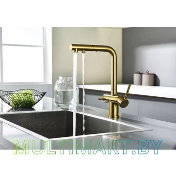Смеситель Paulmark Serpentine Se213222-BG (золото/брашированное золото) картинка 10